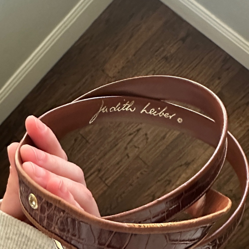 Judith Leiber Croc Embossed Leather Belt